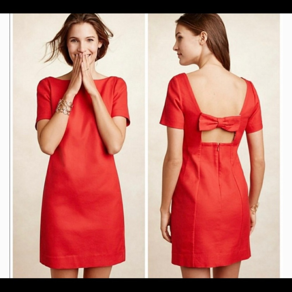 Anthropologie Maeve Alexia Bow-Back Red Dress